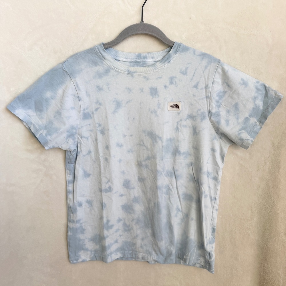 The North Face Womens Light Blue Tie Dye Crew Neck T Shirt Size L Cotton Top